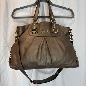 Coach Ashley Leather Satchel Bronze Brown